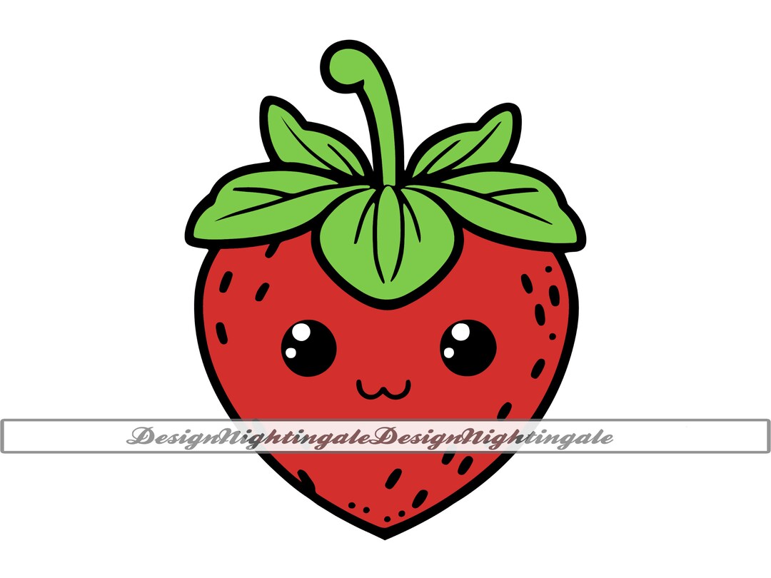 Strawberry SVG, Cute Strawberry SVG, Kawaii Strawberry SVG, Clipart