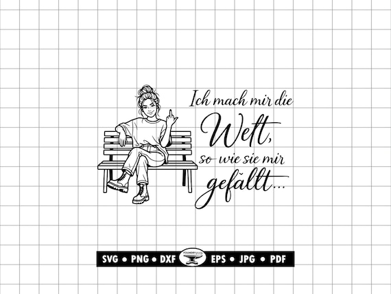 Women Quotes SVG PNG, German Inspiring Saying Hand-drawn Vector of Self-love, Middle Finger Woman