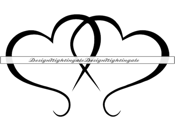 Double Heart #2 SVG, Linked Hearts SVG, Wedding Heart SVG Double Heart #2 SVG, Linked Hearts SVG, Wedding Heart SVG