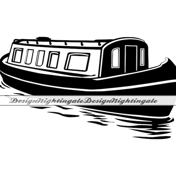 Narrowboat SVG, Canal Boat SVG, Narrowboat Clipart, Narrowboat Files For Cricut, Narrowboat Cut Files For Silhouette, Png, Narrowboat Vector