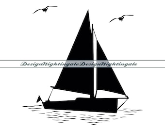 Sailboat Vector Clipart, Nautical SVG, Dxf, Png, Eps, Pdf