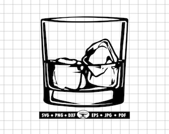 Whiskey Glass SVG, Bourbon Clipart (Digital Files)