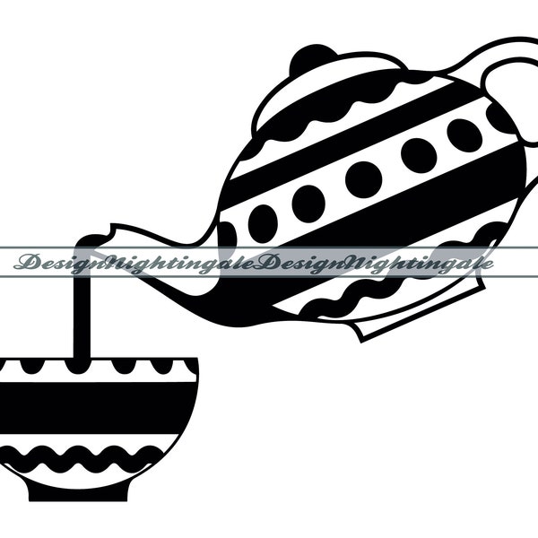 Tea Pot and Cup SVG, Tea Pouring SVG, Tea Pot SVG, Clipart, Files For Cricut, Cut Files For Silhouette, Dxf, Png, Eps, Vector