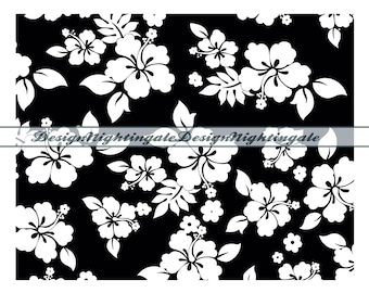 Hibiscus Flower Tooled Leather Pattern SVG, Seamless Floral Vines (Digital Download)
