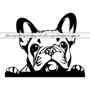 Spähende Französische Bulldogge # 2 SVG, Französische Bulldogge SVG, Frenchie SVG, Clipart, Dateien für Cricut, Schnittdateien für Silhouette, Dxf, Png, Eps, Vektor