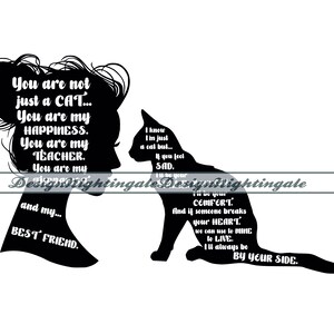 Katzenliebe SVG, Frau und Katze SVG, Katzenliebhaber SVG, Katzenliebe Clipart, Katzenliebe-Dateien für Cricut, Katzenliebe Schnittdateien für Silhouette, Dxf, Png, Eps