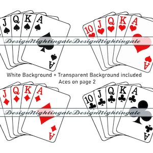 Cartes à jouer SVG, Cartes de poker SVG, Royal Flush SVG, Aces Svg, Clipart, Fichiers pour Cricut, Fichiers coupés pour Silhouette, Dxf, Png, Eps, Vector