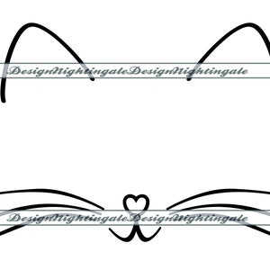 Kat gezicht #2 SVG, kattenoren SVG, snorharen SVG, kat neus Svg, Kitty, kat, clipart, bestanden voor Cricut, gesneden bestanden voor silhouet, dxf, png, vector