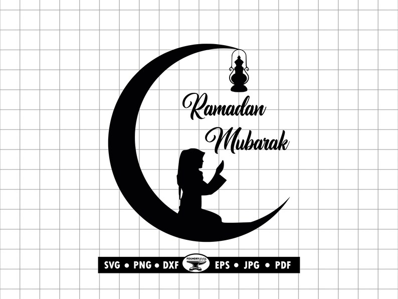 Eid Mubarak SVG DXF PNG, Islamic Crescent Moon Mosque Art, Ramadan Clipart for Cricut image 3