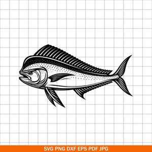 Mahi-Mahi Fish SVG PNG DXF, Dolphinfish Cut File for Cricut & Laser