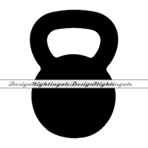 May include: A black silhouette of a kettlebell, a weight used for exercise.