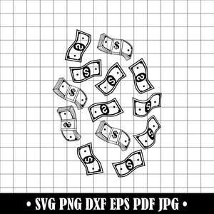 Raining Money SVG, Falling Money SVG, Banknotes SVG, Money Clipart, Money Files For Cricut, Money Cut Files For Silhouette, Dxf, Png, Vector