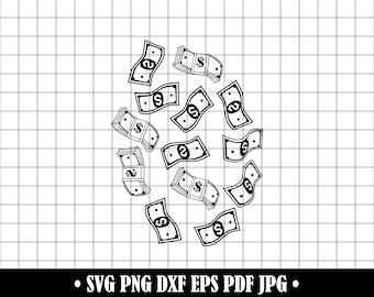 Raining Money SVG, Clipart Vector Files (Digital Download)