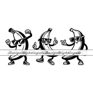 Banane Tanzen mit Sonnenbrille SVG, lustige Banane SVG, Clipart, Dateien für Cricut, Schnittdateien für Silhouette, Dxf, Png, Vektor, digitaler Download