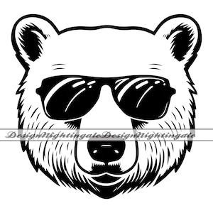 Polar Bear with Sunglasses SVG, Polar Bear SVG, Cool Polar Bear SVG, Clipart, Files For Cricut, Cut Files For Silhouette, Dxf, Png, Vector