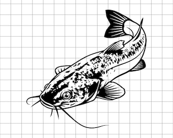 Catfish SVG DXF PNG, Catfish Cut Files, River Lake Fishing, Catfish Sticker