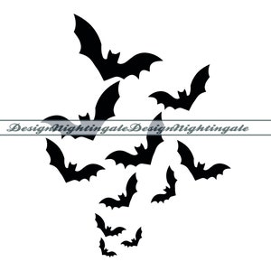 Halloween Bats #2 SVG, Straszne Bats SVG, Latające Bats SVG, Clipart Bats, Pliki Svg Bats, Pliki Cięcia Bats Dla Sylwetki, Dxf, Png, Eps, Wektor