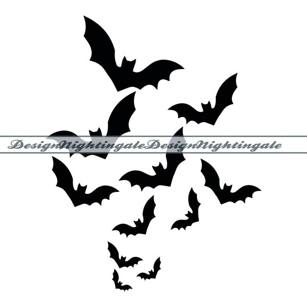 Halloween Bats #2 SVG, Spooky Bats SVG, Flying Bats SVG, Bats Clipart, Bats Svg Files, Bats Cut Files For Silhouette, Dxf, Png, Eps, Vector