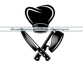 Chef Hat and Cleaver SVG, PNG, Clipart (Digital Files)