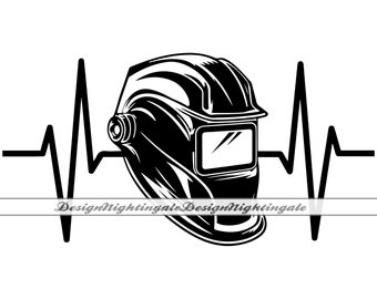 Welding Mask Heartbeat EKG SVG, Cut Files (Digital Download)