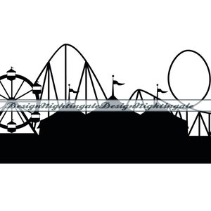 Amusement Park SVG, Roller Coaster SVG, Amusement Park Clipart, Amusement Park Files For Cricut, Cut Files For Silhouette, Dxf, Png, Vector