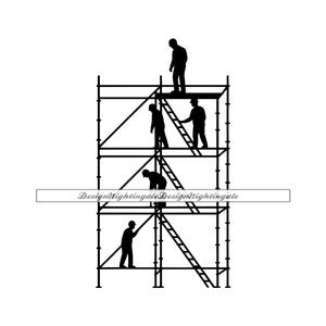 Steigerbouwer SVG, steigers SVG, bouwvakkers op steigers SVG, clipart, bestanden voor Cricut, gesneden bestand, dxf, png, vector