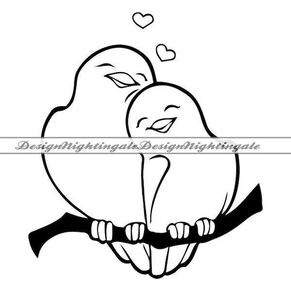 Birds in Love #2 SVG, Couple Birds SVG, Valentines Day Svg, Birds in Love Clipart, Files For Cricut, Cut Files For Silhouette,Dxf,PNG,Vector