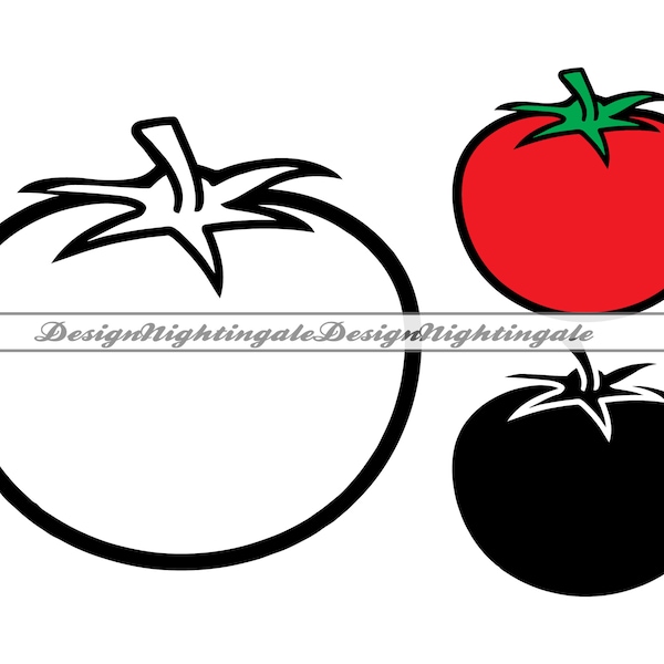 Tomato Outline SVG, Red Tomato SVG, Tomato Silhouette SVG, Tomato Clipart, Files For Cricut, Tomato Cut Files For Silhouette, Dxf,Png,Vector