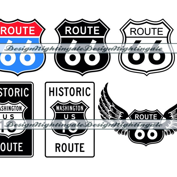 Route 66 Sign SVG, Historic Route 66 SVG, Route 66 Wings SVG, Route 66 Clipart, Route 66 Files For Cricut, Route 66 Cut Files,Dxf,Png,Vector