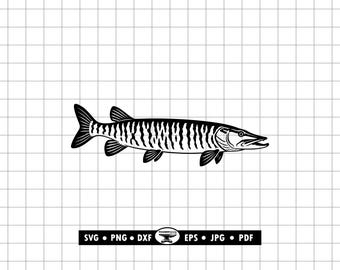 Muskellunge Fish SVG PNG DXF: Muskie Cut File for Cricut and Laser