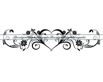 Decorative Divider #14 SVG, Ornamental Vine SVG, Heart Separator SVG, Flourish Svg, Swirls Svg, Clipart, Files For Cricut, Cut Files,Dxf,Png