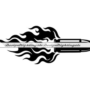 Flaming Bullet SVG, Bullet SVG, Ammo Svg, Bullet Clipart, Bullet Files For Cricut, Bullet Cut Files For Silhouette, Dxf, Png, Eps, Vector