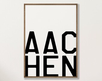 Poster "AACHEN" | Digital Download | Typography poster | minimalist | Poster with city names | Travel themed poster | printable