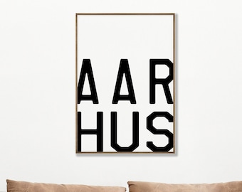 Poster "AARHUS" | Digital Download | Typography poster | minimalist | Poster with city names | Travel themed poster | printable