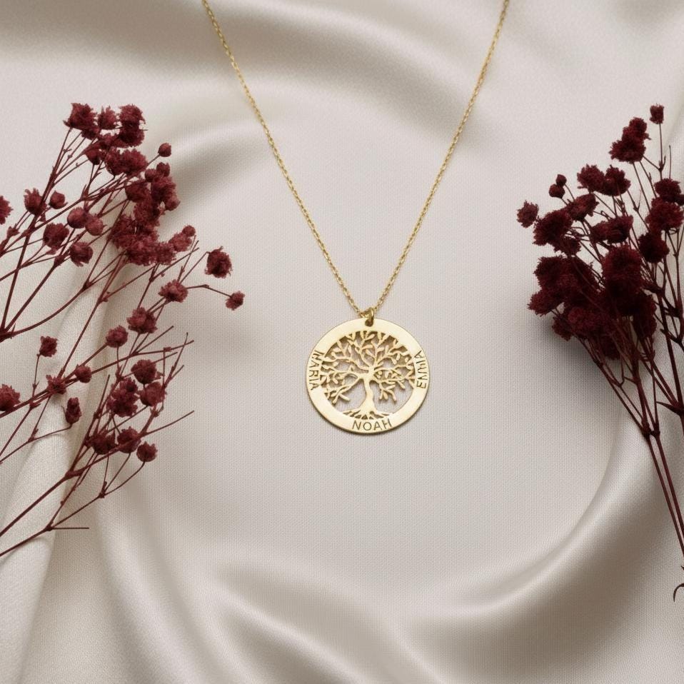 Collana con ciondolo albero della va personalizzato, adatto per uomo