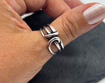 Zilveren knoopring voor vrouwen, statement zilveren ring, zilveren duimring, kerstcadeau voor haar