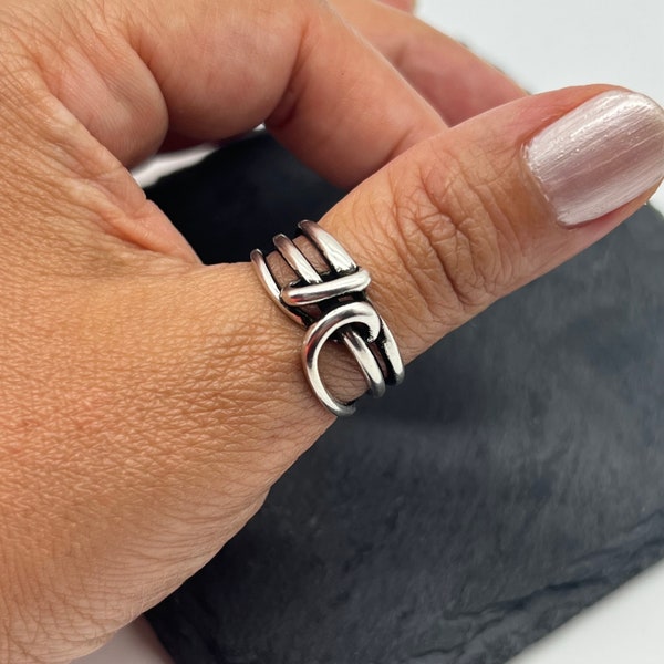 Silver Knot Ring for Women, Statement Silver Ring, Silver Thumb Ring, Christmas Gift for Her