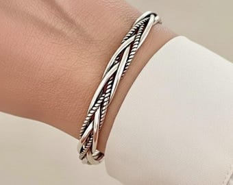 Adjustable Bangle For Women, Viking Bangle, Viking Goth Twist Knot Bracelet for Women, Gift for Her, Christmas Gift