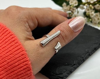 Dikke ring voor vrouwen, verstelbare Boho band ring, geweven ring, zilveren statement ring, dikke ring, duim zilveren ring, cadeau voor haar