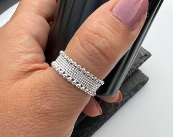 Sierlijke ring voor vrouwen - Verstelbare sierlijke verzilverde ring voor vrouwen, open ring, verstelbare Boho ring, zilveren duimring, cadeau voor haar