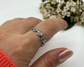 Anillo de plata delicado-Anillo de plata delicado ajustable para mujeres, anillo abierto, anillo boho ajustable, anillo de pulgar de plata, regalo para ella