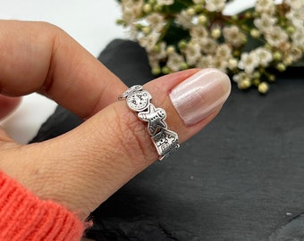 Bague en argent réglable, cadeau de fête des mères, bague Boho, grosse bague en argent, bague ouverte, cadeau pour elle, bague femme, bague réglable épaisse