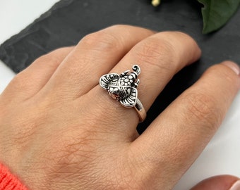 Zilveren olifant stapelbare ring, verstelbare zilveren olifant ring, geluk olifant ring, ringen voor vrouw, cadeau voor haar, kerstcadeau