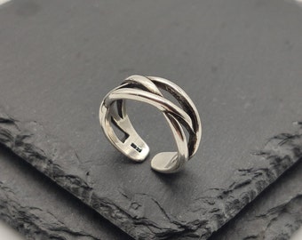 Anillo ajustable de plata gruesa, anillo boho, anillo de plata grueso, regalo para ella, boho ajustable con el pulgar, anillo para las mujeres, anillo delicado, regalo para ella