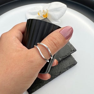 Double Layer Ring - Stylish Adjustable Chunky Ring for Women - Perfect for Thumbs and All Fingers - Christmas Gift