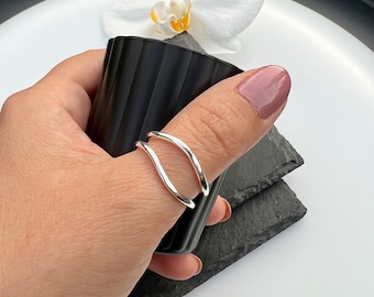 Dubbellaagse ring - Stijlvolle verstelbare dikke ring voor dames - Perfect voor duimen en alle vingers - Kerstcadeau