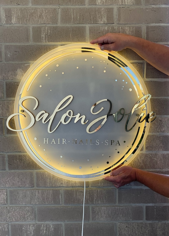 Salon Sign Business Name Outdoor Sign With Backlit - Etsy