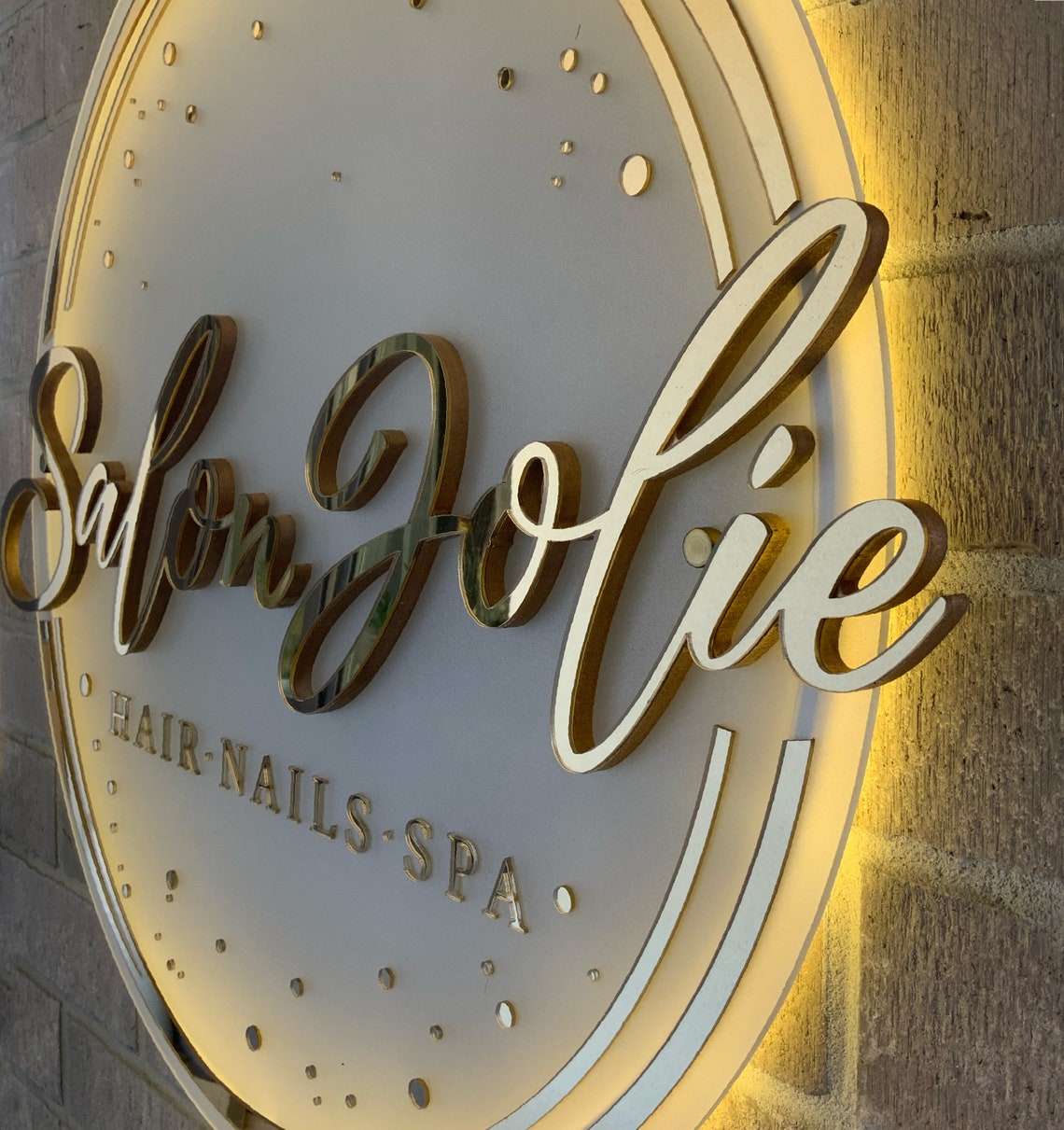 Salon Sign Business Name Outdoor Sign With Backlit Etsy