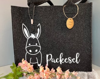 Filz Shopper XXL, Filz Bag, personalisiert, individuell, Filztasche, Text und Motiv frei wählbar, Packesel, Geschenkidee, Weihnachten