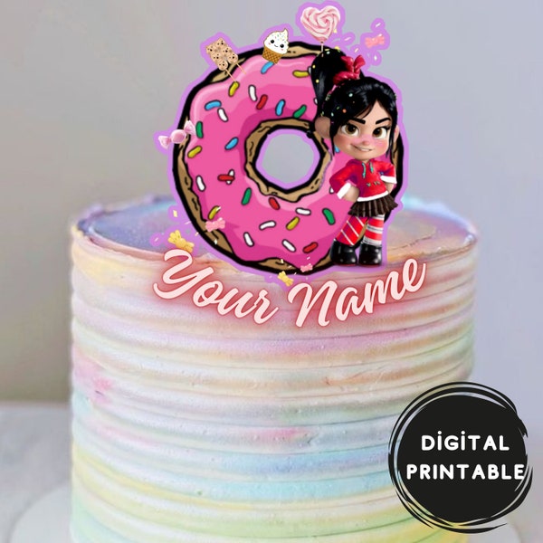 Wreck it Ralph ,vanellope clipart,Digital cake topper,Name&age customer,Personalized,Cake topper printable,
